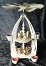 XXL Teelicht Weihnachtspyramide doppelstock leer aus Erzgebirge mit Sigro Eulen Miniaturen