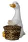 Preview: aussendeko garten XL Gans sitzend neben Pflanztopf Gartendeko aus MGO