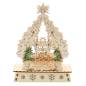 Preview: Ein wunderschöner Mini-Schwibbogen "Weihnachtsbaum" aus Laserholz, 6-fach sortiert, beleuchtet mit LED und mit dem charmanten Motiv "Rehe, Schneemann, Kerzen, Glocke, Seiffen Kirche & Bergmann", perfekt für eine Geschenk-Weihnachtsfeier oder als Firmenges