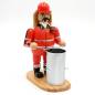 Preview: „Räucherfigur Müllmann handbemalt, mit Metalltonne und Rauchfunktion auf Holzsockel“