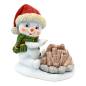 Preview: Polyresin Schneekinder Schneemann Räucher Lagerfeuer