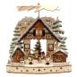 Preview: Weihnachtspyramide mit verschneitem Haus und Winterfiguren
