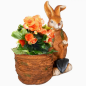 Preview: XXL Blumentopf mit Hasenfigur und Weidenkorb mgo Outdoor