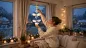 Preview: Glaskugelschmuck Leuchtgehänge beleuchtet Motiv Landhaus LED