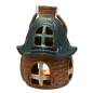 Preview: keramik hand art windlichterhaus braun glasiert