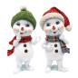 Preview: polyresin schneemann paar mit farbigen mützen haandgestrickt
