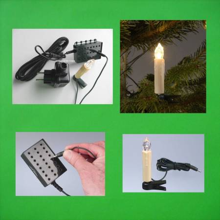 24 LED Außen Lichterkette warmweiss Tannenbaum Baumkerzen Aussenlichterkette Kerzen