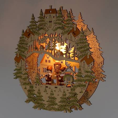 3d bergleute fensterbild beleuchtet