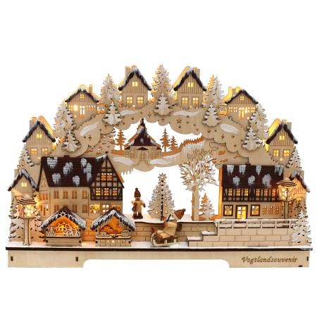 3D Holz Schwibbogen Winterstadt