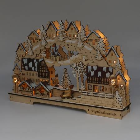 3D Holz Schwibbogen Winterstadt