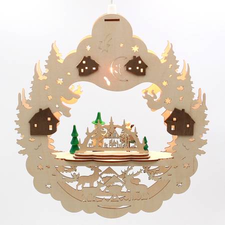3D Fensterbild, beleuchtet "Waldwichtel/Vogelfütterung"