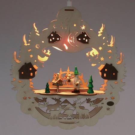3D Fensterbild, beleuchtet "Waldwichtel/Vogelfütterung"