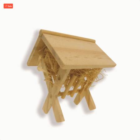 Die Futterkrippe aus Holz, 6,5 cm, ein Muss für alle Bastlerbedarf-Liebhaber zur Weihnachtszeit! Eine authentische Dekoration für Ihre Pyramide oder Weihnachtsdekoration.