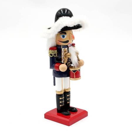 „Seitliche Ansicht des Nussknackers Franzose, 21 cm, Holzfigur mit goldenen Uniformdetails“