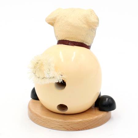 Holz Räucherfigur Hund Mops von hinten