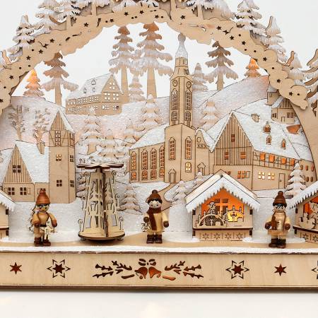 35 schwibbogen mit bewegung pyramide 3 winterkinder figuren