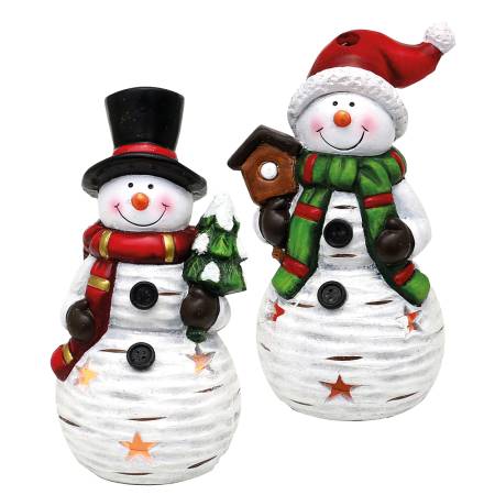 große windlichter schneemannfiguren keramik