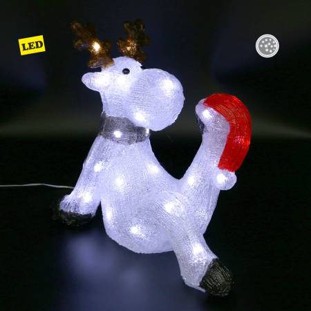 LED Acryl lustige Rentier Figur Außen Leucht Deko Elch