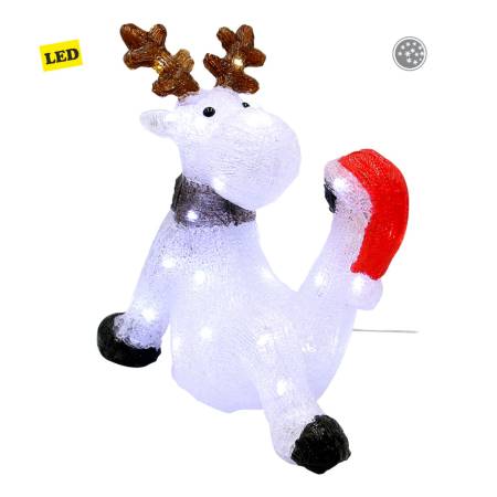 LED Acryl lustige Rentier Figur Außen Leucht Deko Elch