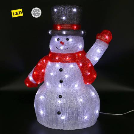 LED Acryl Schneemann mit Zylinder Aussendeko Weihnachten