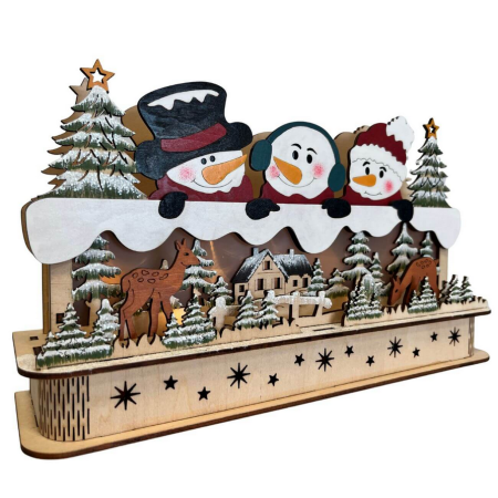 Lustige Schneefreunde mit LED-Beleuchtung und Timer - eine weihnachtliche Deko für das Kinderzimmer, die mit Batterie betrieben ist und eine gemütliche Atmosphäre schafft.