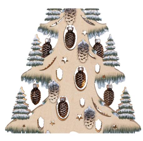 LED-Lichterspitze Baum mit Glas-Tannenzapfen – Winterzauber Raureif Tanne Timer