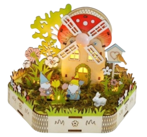 Osterdeko Holzdeko mit Bewegung und Licht led windmühle