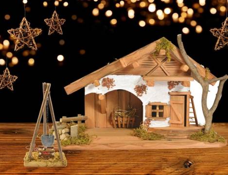 Lagerfeuer mit rotem Glühbirnenlicht (E10), 15 cm hoch, perfekt für die Weihnachtsminiaturwelt und -deko, um die Winterwelt in deinem Zuhause zu erleben.