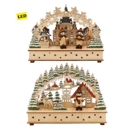 Mini-Schwibbogen Led aus Holz – Dresden Frauenkirche oder Waldhaus