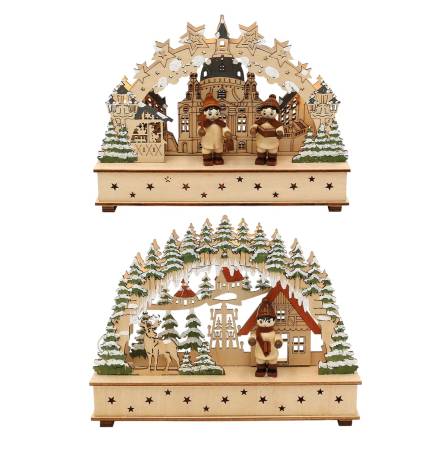 Mini-Schwibbogen Led aus Holz – Dresden Frauenkirche oder Waldhaus