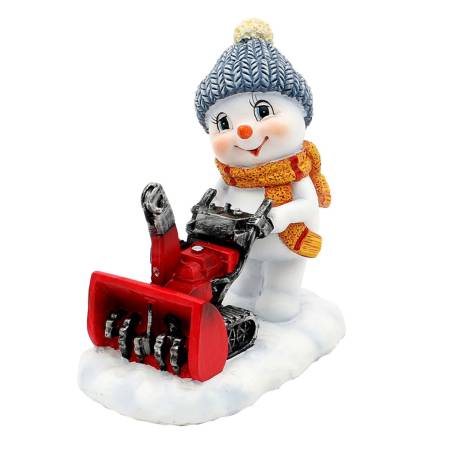 Polyresin Schneekinder mit Mütze und Schal Mit Schneefräse und Schneeschaufel