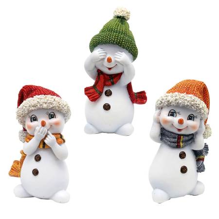 poly schneemann kinder bunt mit strickmützen 3er set