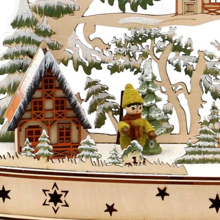Schwibbogen Winterwald mit Moosmann Figuren Acrylglas Hintergrund