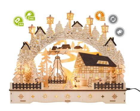 led lichterbogen mit drehender pyramide