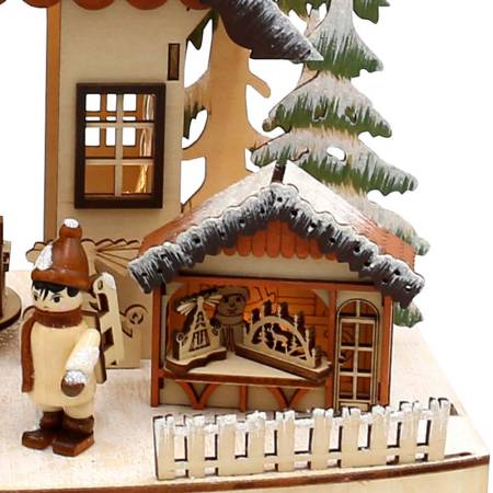 Weihnachtsmarkt hütte innen beleuchtet