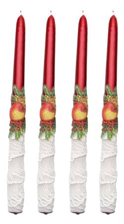 advents weihnachtskerzen rot weiss glocke apfel