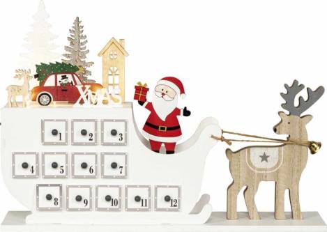 Adventskalender "Weihnachtsmann auf Rentierschlitten"
