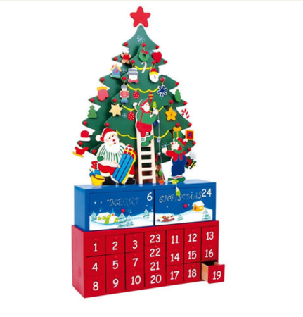 XXL Adventskalender Tannenbaum 65 cm hoch Holz Top 3 D B-Ware