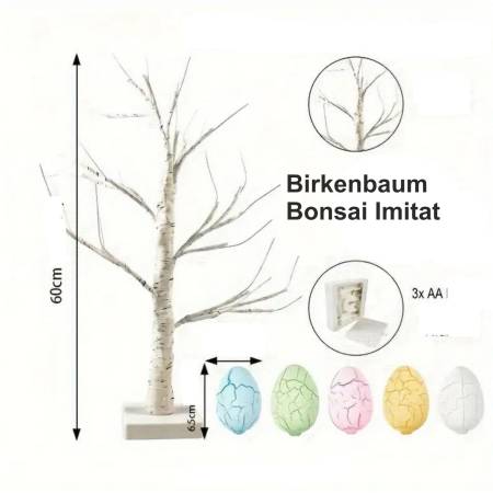 Beleuchtete Osterdeko LED Birkenbaum Eierbaum