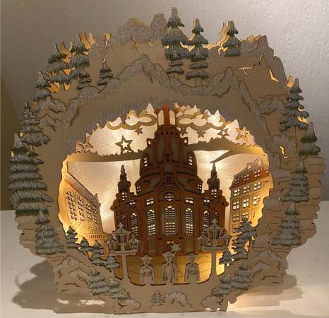 LED Beleuchtetes Fensterbild Dresdner Frauenkirche groß