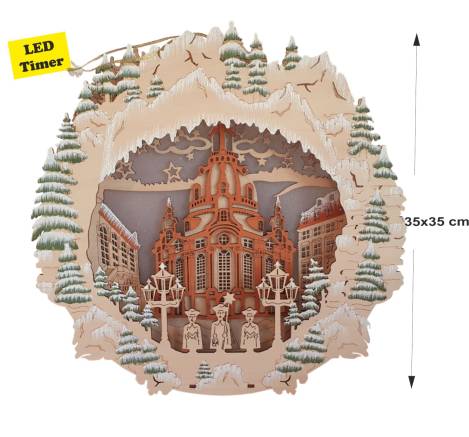 LED Beleuchtetes Fensterbild Dresdner Frauenkirche groß