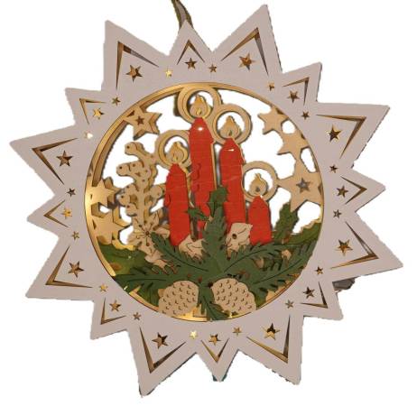 farbiges beleuchtetes Fensterbild Adventsstern farbig Led-mit Doppeltimer
