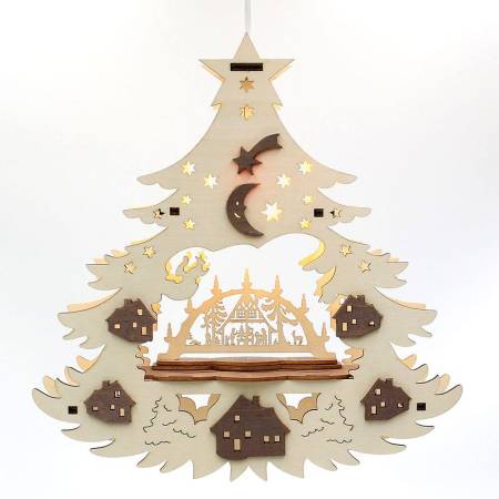 beleuchtetes fensterbild doppelt  tannebaum leer Weihnachten