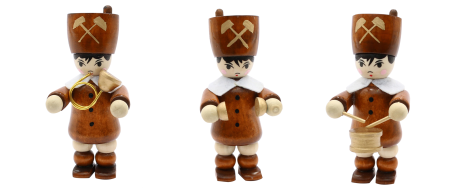 hoolz Miniaturen – Set Bergleute mit Instrumenten aus Holz. Bergmannskapelle
