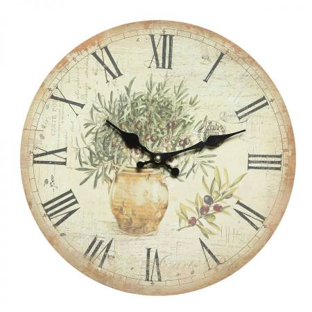 Wanduhr im italienischen Landhausstil Küchenuhr Olivenstrauch