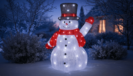 LED Acryl Schneemann mit Zylinder Aussendeko Weihnachten