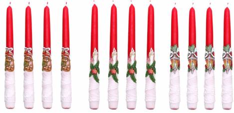 Leuchterkerze mit Weihnachtsdekor Kerze/Laterne/Glocke,