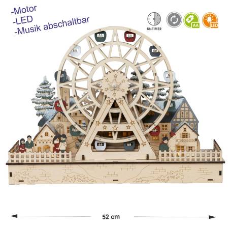 Lichterbogen Winterszene Diorama mit drehendem Riesenrad Timerfunktion