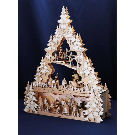 Lichterspitze Leuchter LED Holz Winterkinder mit Bank