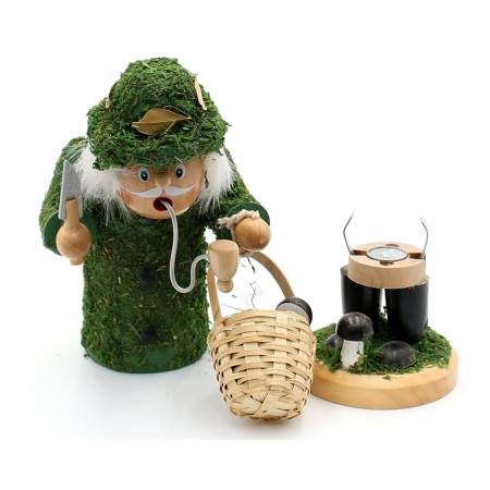 Holz Räuchermännchen Moosmann mit Messer & Pilzkorb